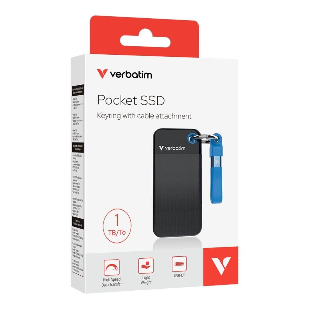 דיסק חיצוני Verbatim Pocket SSD 1TB External SSD USB 3.2 Ge