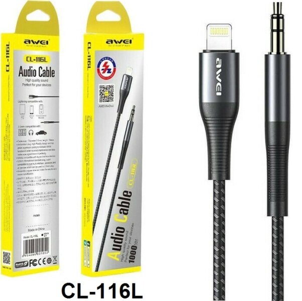 כבל AWEI AUX TO LIGHTING 3.5MM TO LIGHTING CL-116L