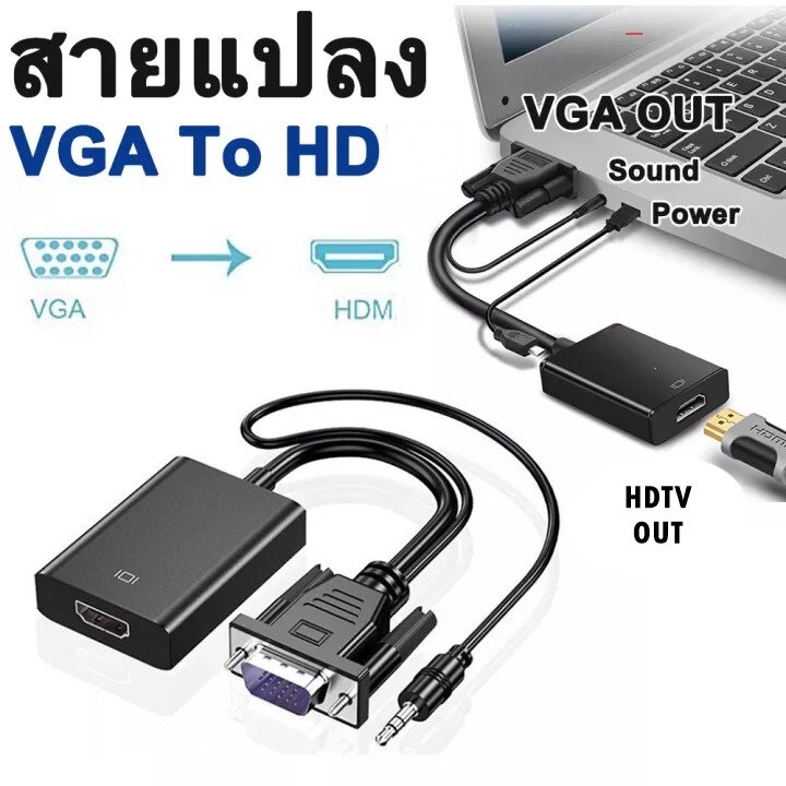 כבל מתאם אקטיבי בין VGA TO HDMI אורך 20 ס"מ