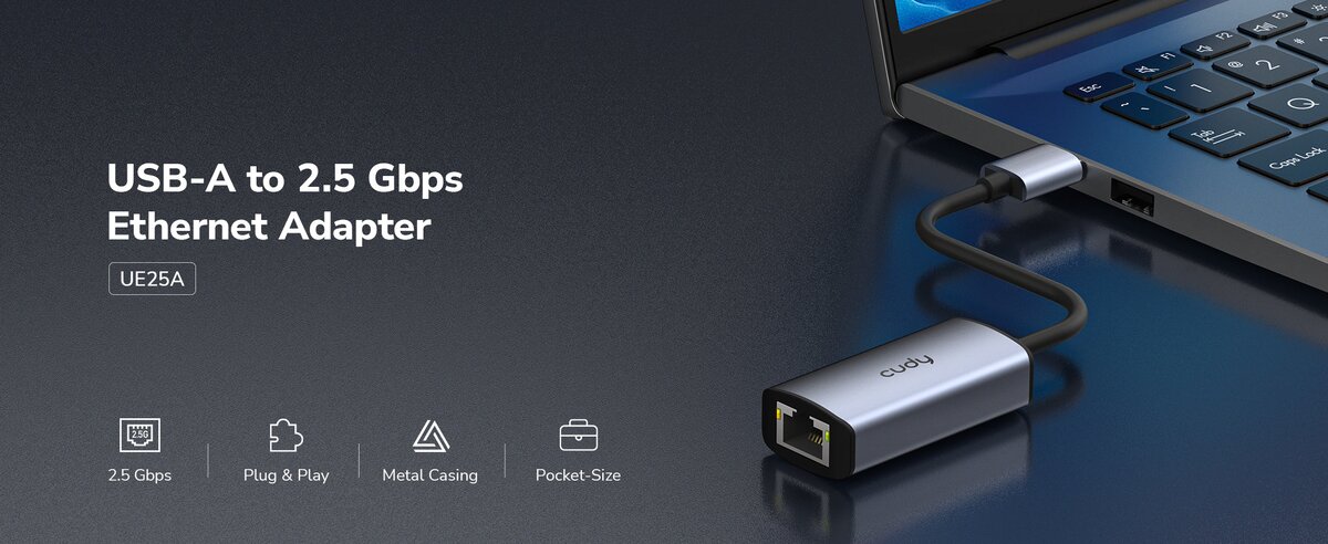 מתאם רשת CUDY USB-A to 2.5G Ethernet Adapte