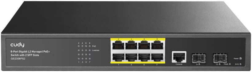 מתג CUDY 8Port Gigabit Easy-Managed Switch with 2 SFP