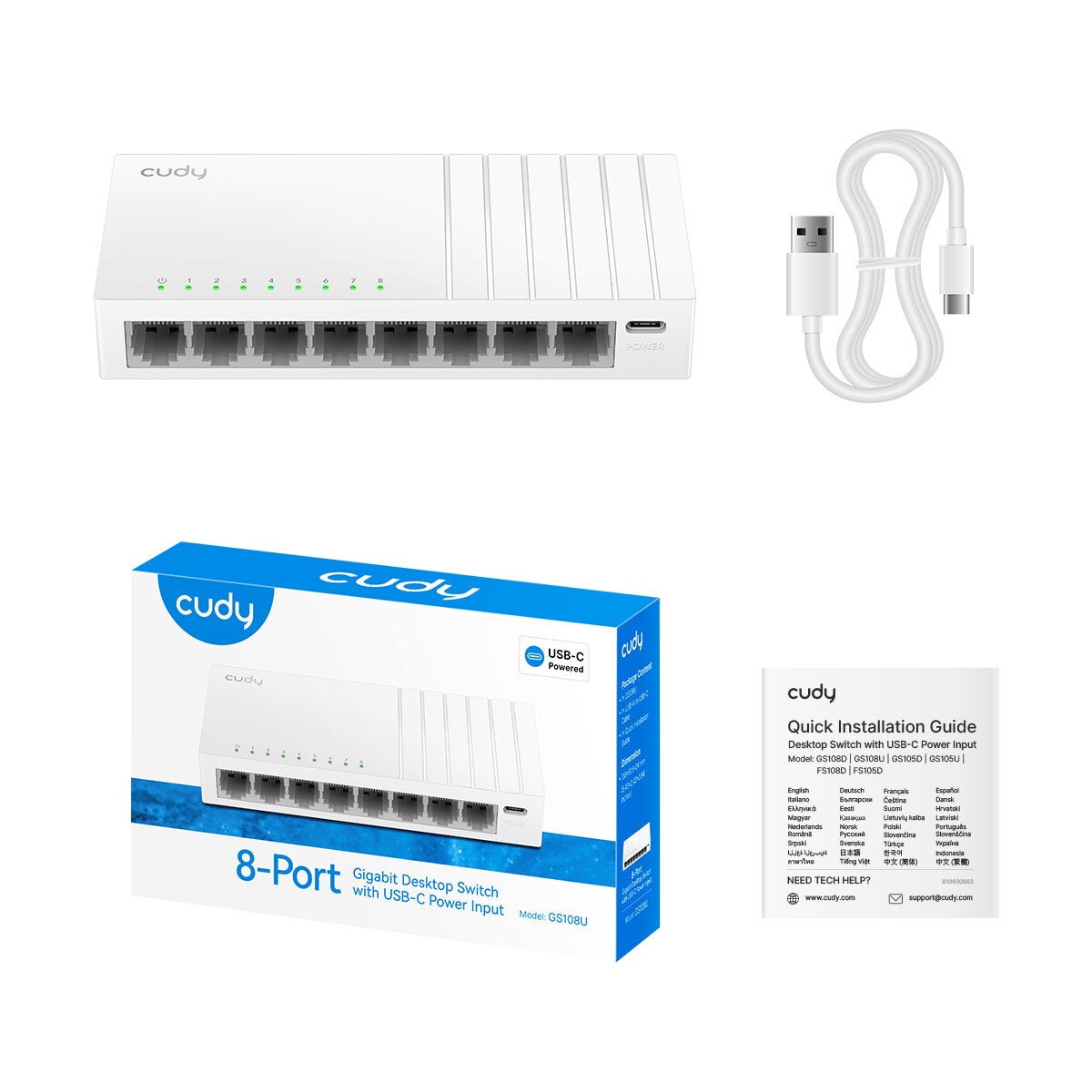 Cudy GS108U 8-Port Gigabit Switch with USB-C Power Input
