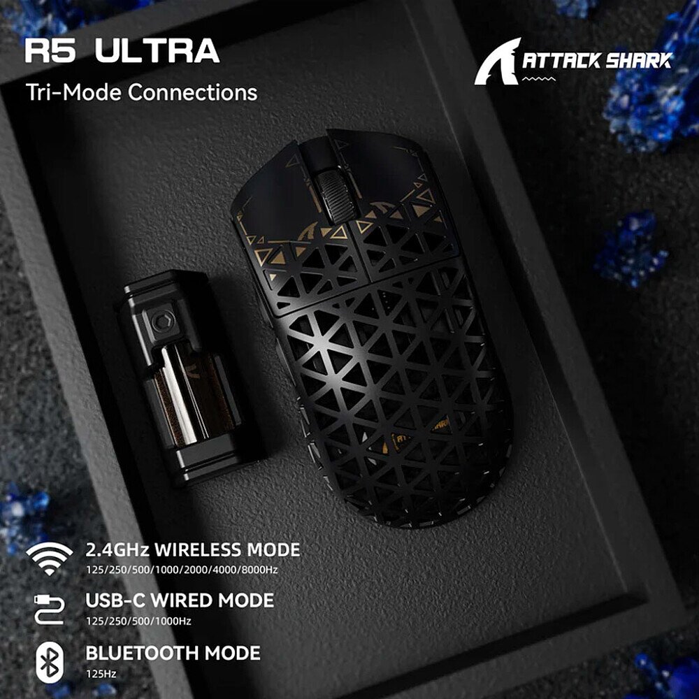 עכבר גיימינג ATTACK SHARK R5 ULTRA BLACK