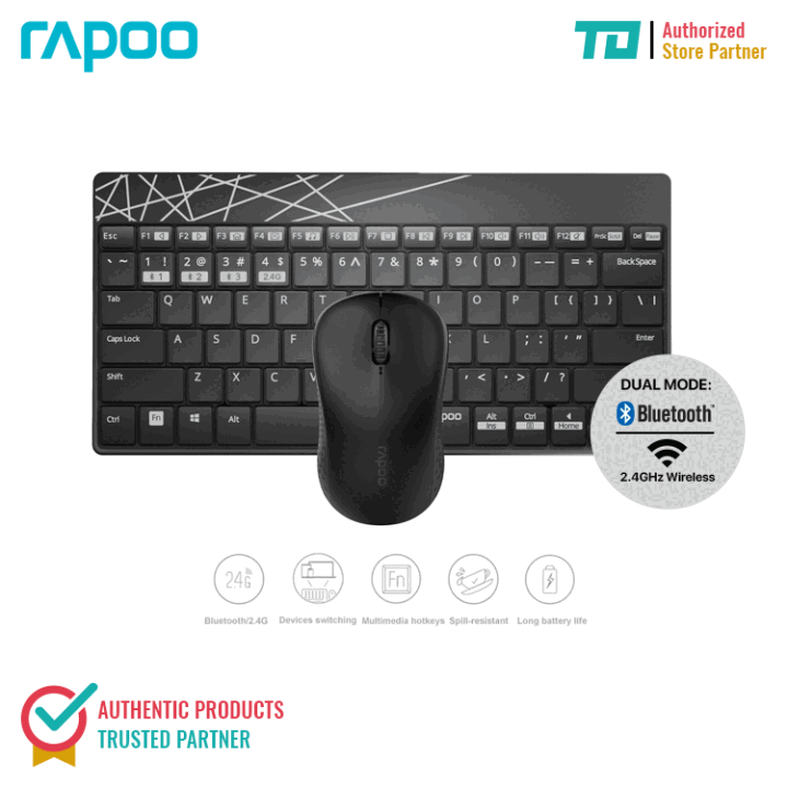 סט מולטימדיה אלחוטי RAPOO 8000M BLUTOOTH+2.4GHZ
