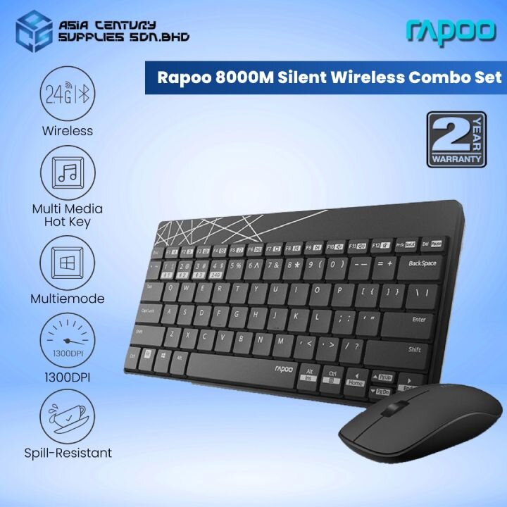 סט מולטימדיה אלחוטי RAPOO 8000E.H 2.4GHZ