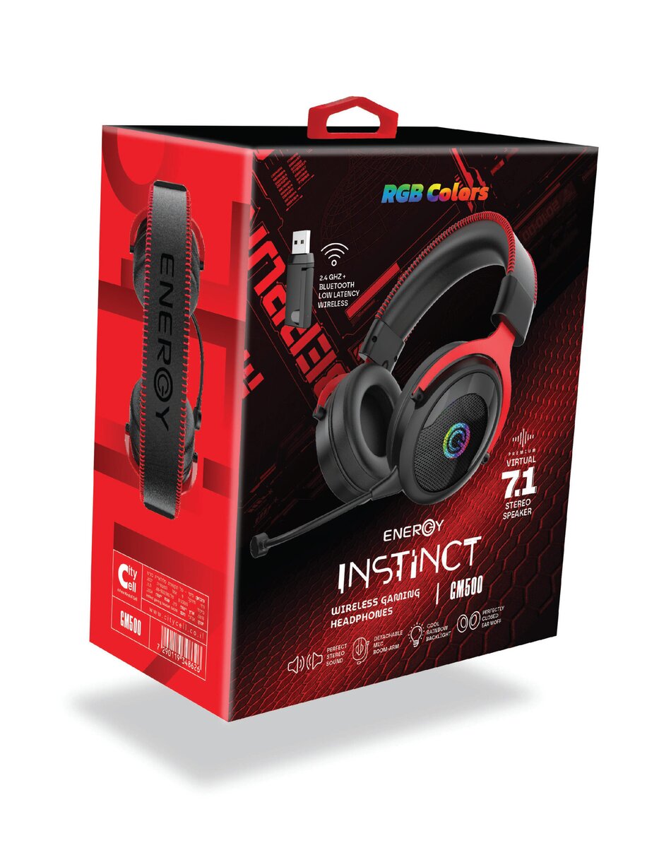 אוזניות גיימינג קשת אלחוטיות ENERGY INSTINCT GM500 RGB