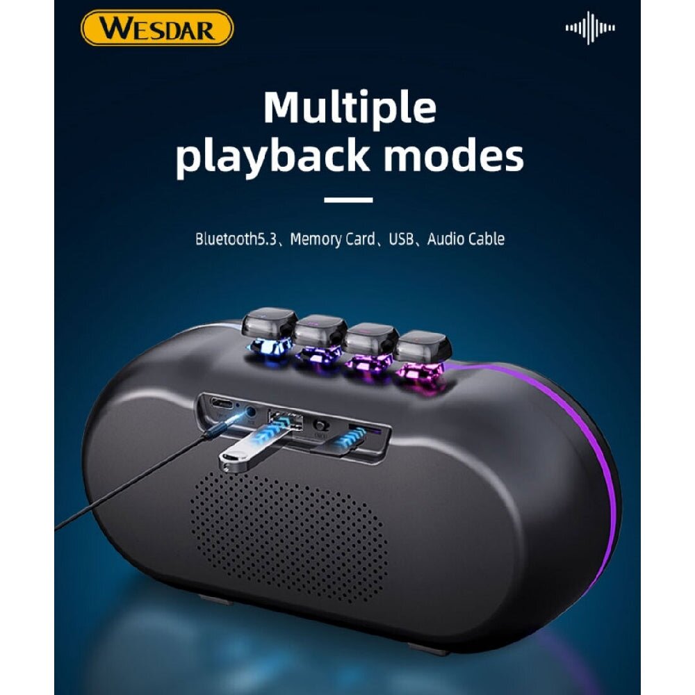 רמקול ינשוף נייד WESDAR K85S BLUETOOTH + FM Hi-Fi
