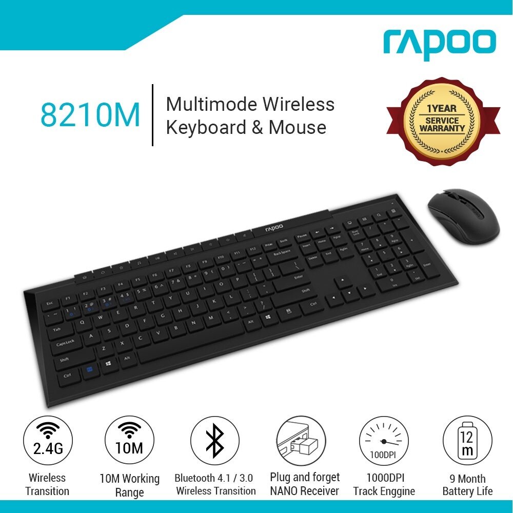סט מולטימדיה אלחוטי RAPOO 8210M 2.4GHZ + BLUETOOTH - שחור