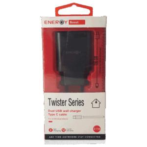 מטען ENERGY TWISTER HOME CHARGER + CABLE TYPE-C 2.4A
