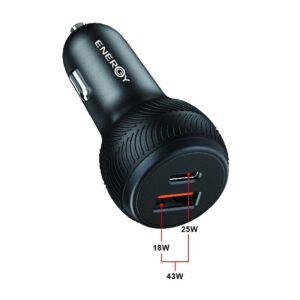 ראש טעינה לרכב ENERGY 43W PD 25W +QC 18W