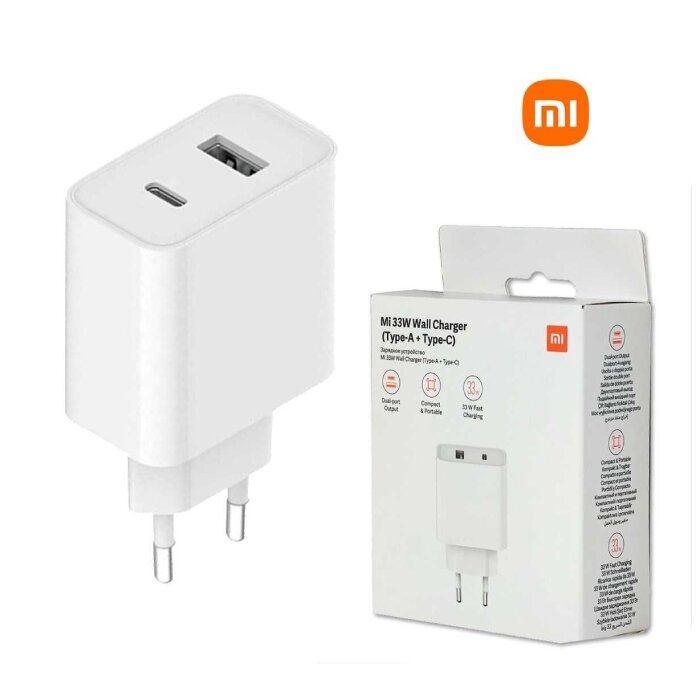 מטען מהיר XIAOMI MI 33W WALL CHARGER (TYPE-C + A)