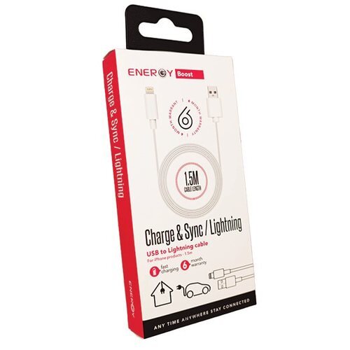 כבל ENERGY / AIRONE DATA CABLE 1.5M USB TO LIGHTING